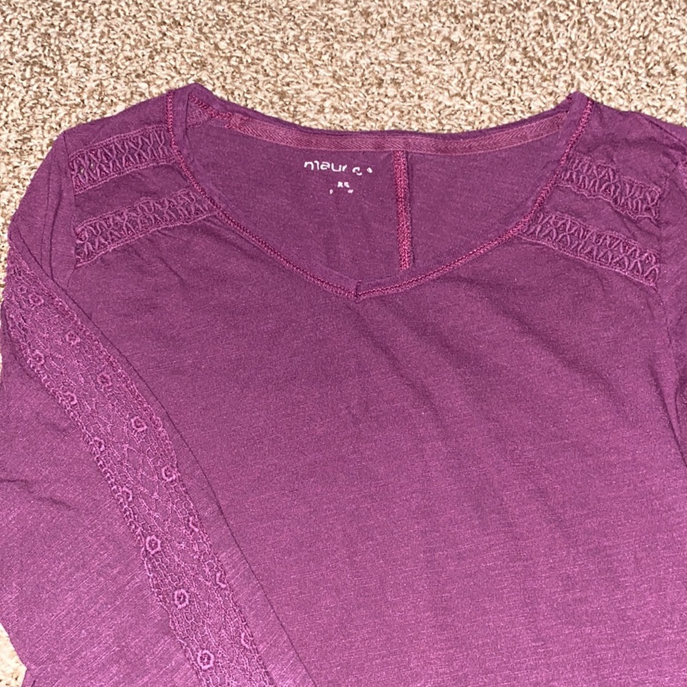 Maurices plum top with crochet detail - Picture 2 of 3